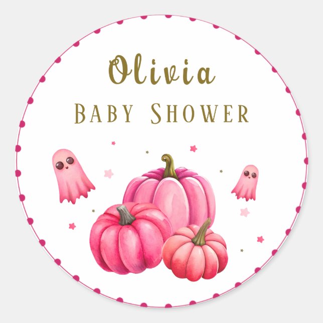 Sticker Rond Baby shower d'Halloween de Little Boo (Devant)