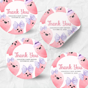 Sticker Rond Baby shower d'Halloween de Little Boo rose