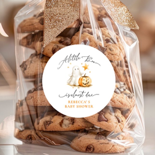 Sticker Rond Baby shower d'Halloween du Citrouille fantôme mign (Créateur téléchargé)