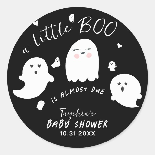 Sticker Rond Baby shower d'Halloween Ghost Boo (Devant)