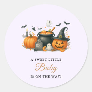 Sticker Rond Baby shower d'Halloween neutre entre les sexes pou
