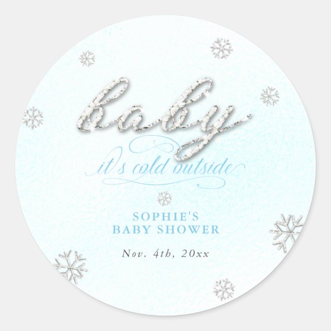 Sticker Rond Baby shower d'hiver de la Parties scintillant en p (Devant)