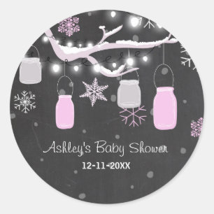 Sticker Rond Baby shower d'hiver Froid extérieur jarres autocol