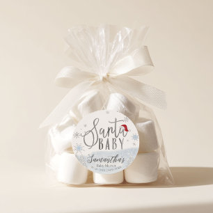 Sticker Rond Baby shower d'hiver père Noël Baby Christmas