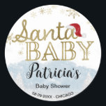 Sticker Rond Baby shower d'hiver père Noël Baby Christmas<br><div class="desc">Père Noël Baby Christmas Winter Baby shower Classic Round Sticker</div>
