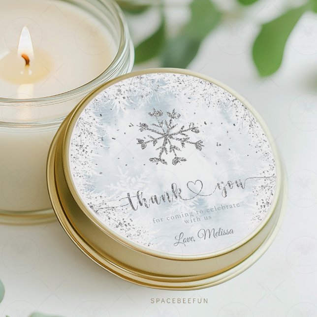 Sticker Rond Baby shower d'hiver Snowflake (little snowflake baby shower,winter baby shower invitation,snowflake baby shower sticker,baby shower)