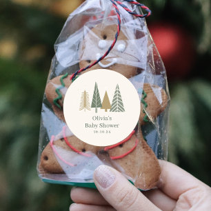 Sticker Rond Baby shower d'hiver vert