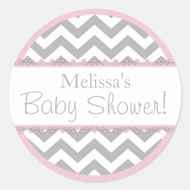Sticker Rond Baby shower d'impression et de contraste rose Chev (Devant)