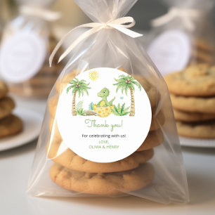 Sticker Rond Baby shower Dinosaur