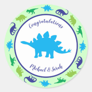 Sticker Rond Baby shower Dinosaur
