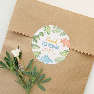 Sticker Rond Baby shower Dinosaur aquarelle