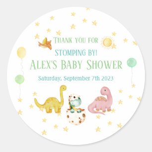 Sticker Rond Baby Shower Dinosaure