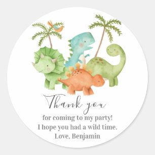 Sticker Rond Baby shower Dinosaures Anniversaire