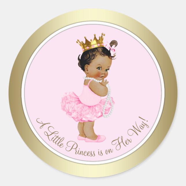 Sticker Rond Baby shower d'or rose (Devant)