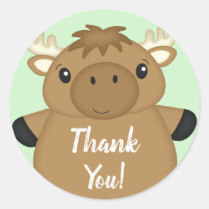 Sticker Rond Baby shower d'orignal vert