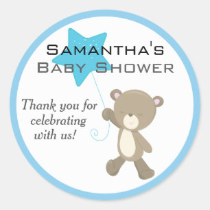 Sticker Rond Baby shower d'ours en peluche mignon