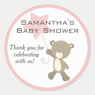Sticker Rond Baby shower d'ours en peluche mignon