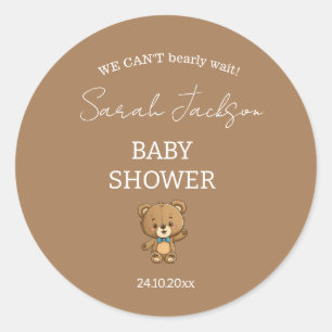Sticker Rond Baby shower d'ours Neutre Neutre