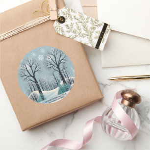 Sticker Rond Baby shower Dreamwood Winter Forest Snowflakes
