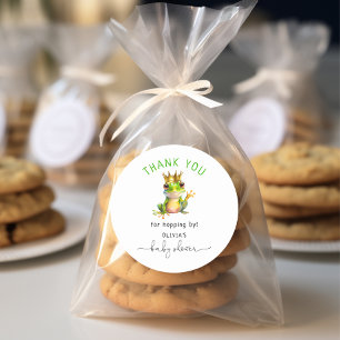 Sticker Rond Baby shower du prince de la petite grenouille