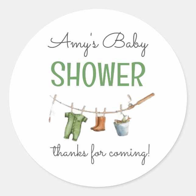 Sticker Rond Baby Shower d'un Petit Pêcheur (Devant)