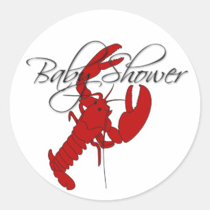 Sticker Rond Baby Shower Écrevisses Red Lobster