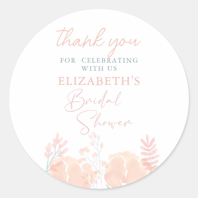 Sticker Rond Baby Shower élégant aquarelle de fleurs sauvages (Devant)