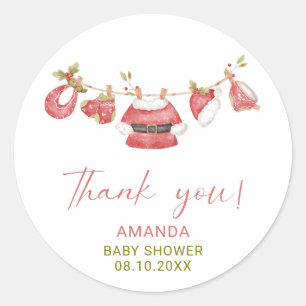 Sticker Rond Baby shower Elégant Little Star Père Noël