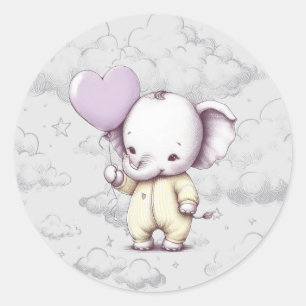 Sticker Rond Baby shower éléphant