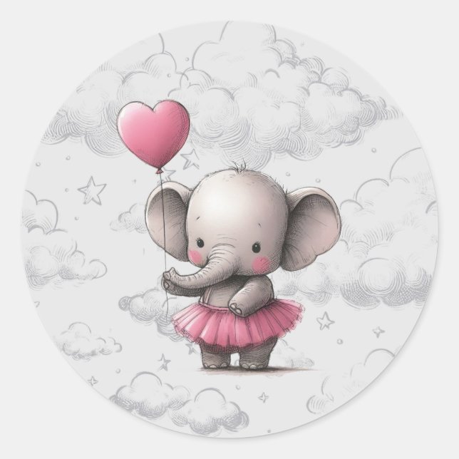 Sticker Rond Baby shower éléphant (Devant)