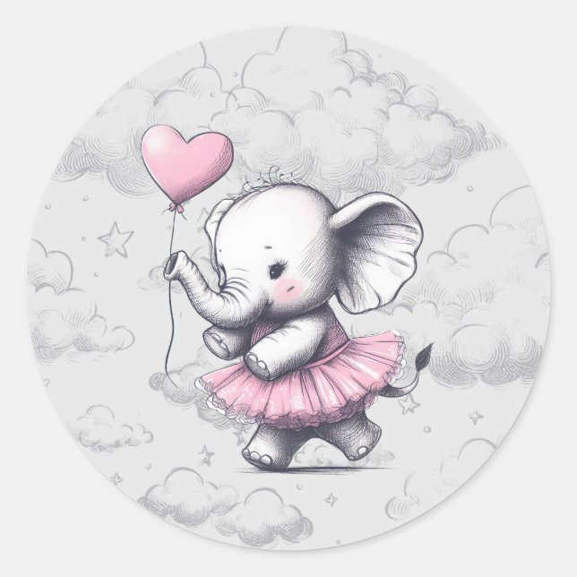Sticker Rond Baby shower éléphant (Devant)