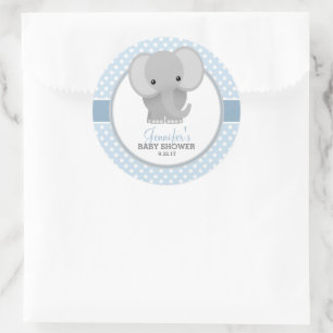 Sticker Rond Baby shower Eléphant bébé (bleu)