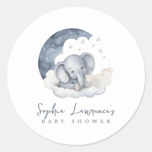 Sticker Rond Baby shower Eléphant Bébé mignon