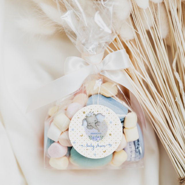 Sticker Rond Baby shower éléphant bleu (Créateur téléchargé)