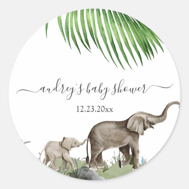 Sticker Rond Baby shower Elephant Boy (Devant)