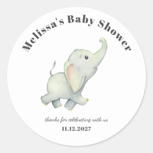 Sticker Rond Baby-Shower Éléphant Genre Neutre Personnalisé