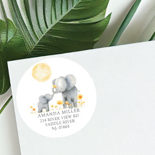 Sticker Rond Baby shower Elephant Kisses