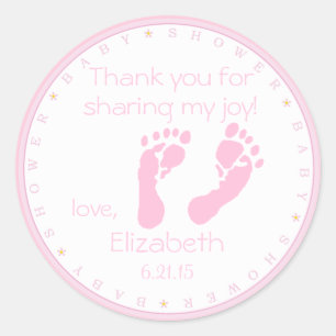 Sticker Rond Baby shower empreintes roses