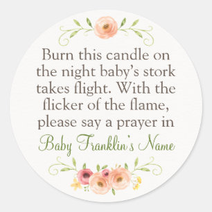 Sticker Rond Baby shower en bois Chandelle Favoriser Classic Ro