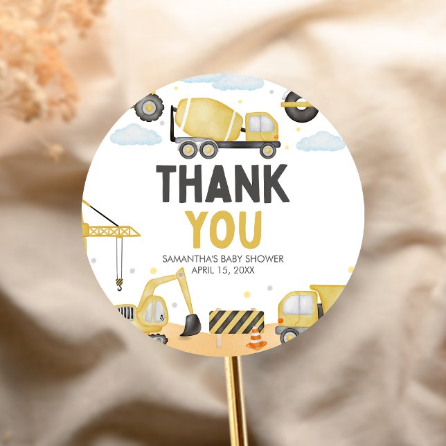 Sticker Rond Baby Shower En Construction (Caution Baby Under Construction Baby Shower Sticker)