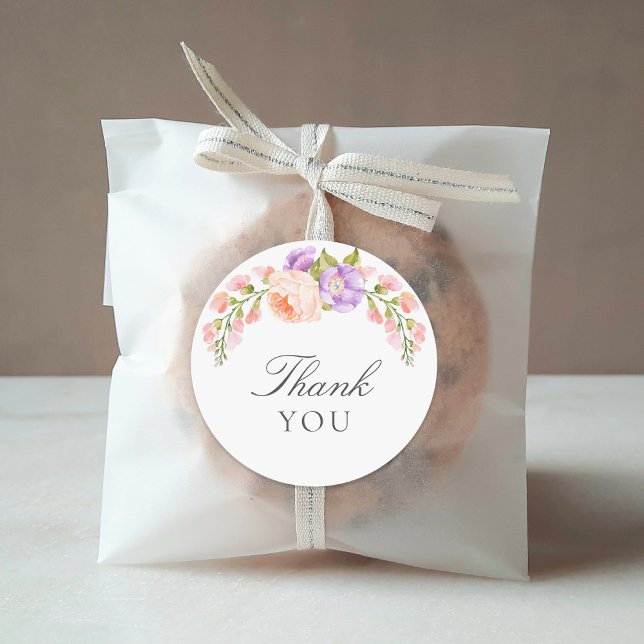Sticker Rond Baby shower en fleur violet (Créateur téléchargé)