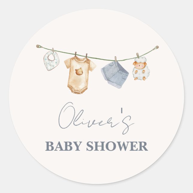 Sticker Rond Baby shower en ligne Boho simple (Devant)