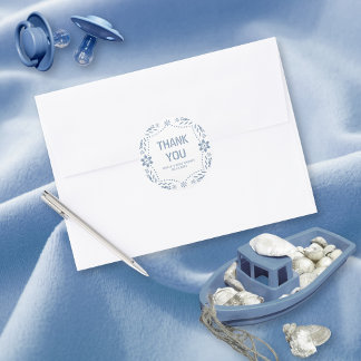 Sticker Rond Baby shower en Merci de picado bleu foncé
