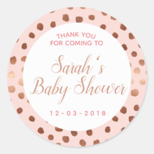 Sticker Rond baby shower en or rose et Rose