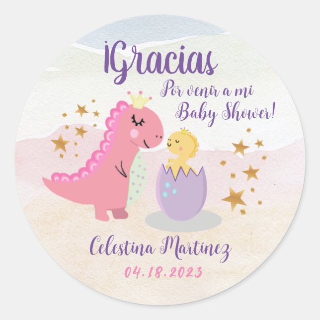 Sticker Rond Baby shower espagnol/Pegatina para Baby shower (Devant)
