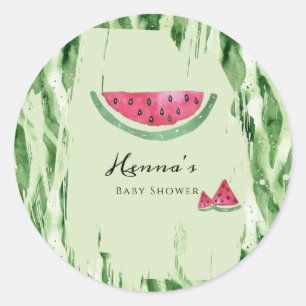 Sticker Rond Baby Shower Été Pastèque