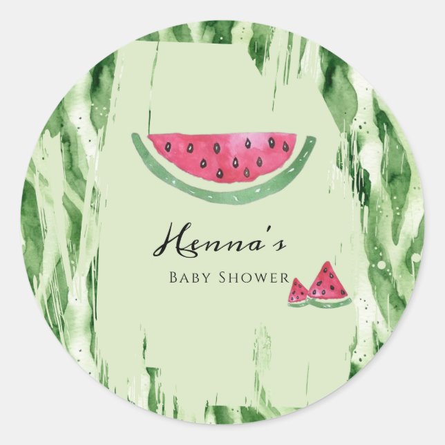 Sticker Rond Baby Shower Été Pastèque  (Devant)