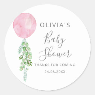 Sticker Rond Baby shower Eucalyptus rose