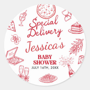Sticker Rond Baby Shower Fantaisiste Livraison Spéciale