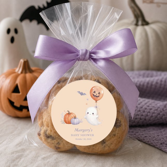 Sticker Rond Baby Shower Fantôme d'Halloween (Créateur téléchargé)